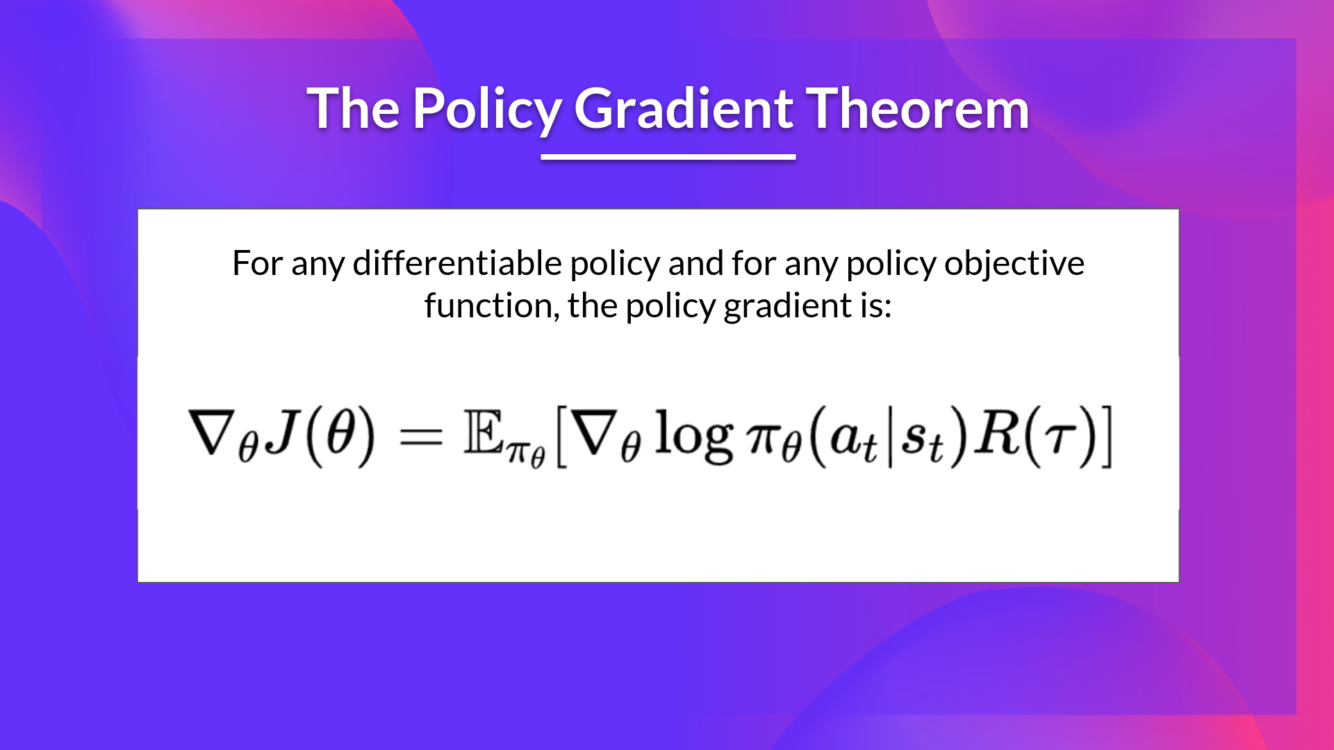Policy Gradient Theorem
